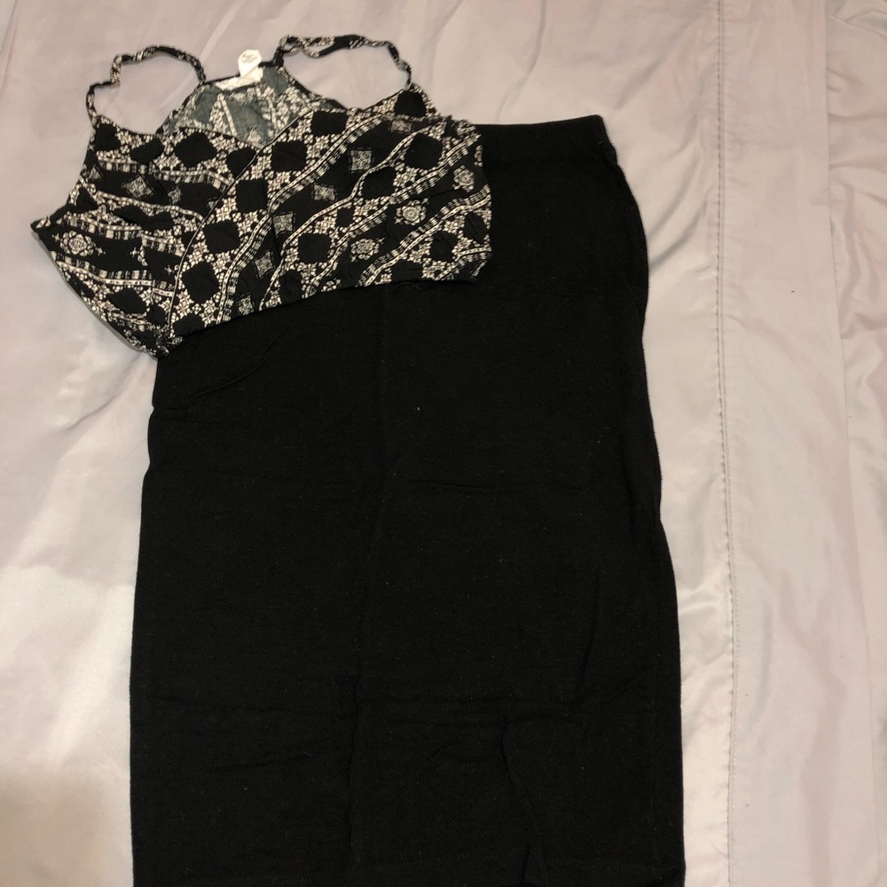 Long pencil skirt with a crop top to match
